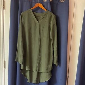 Olive Green Women's V-Neck Top